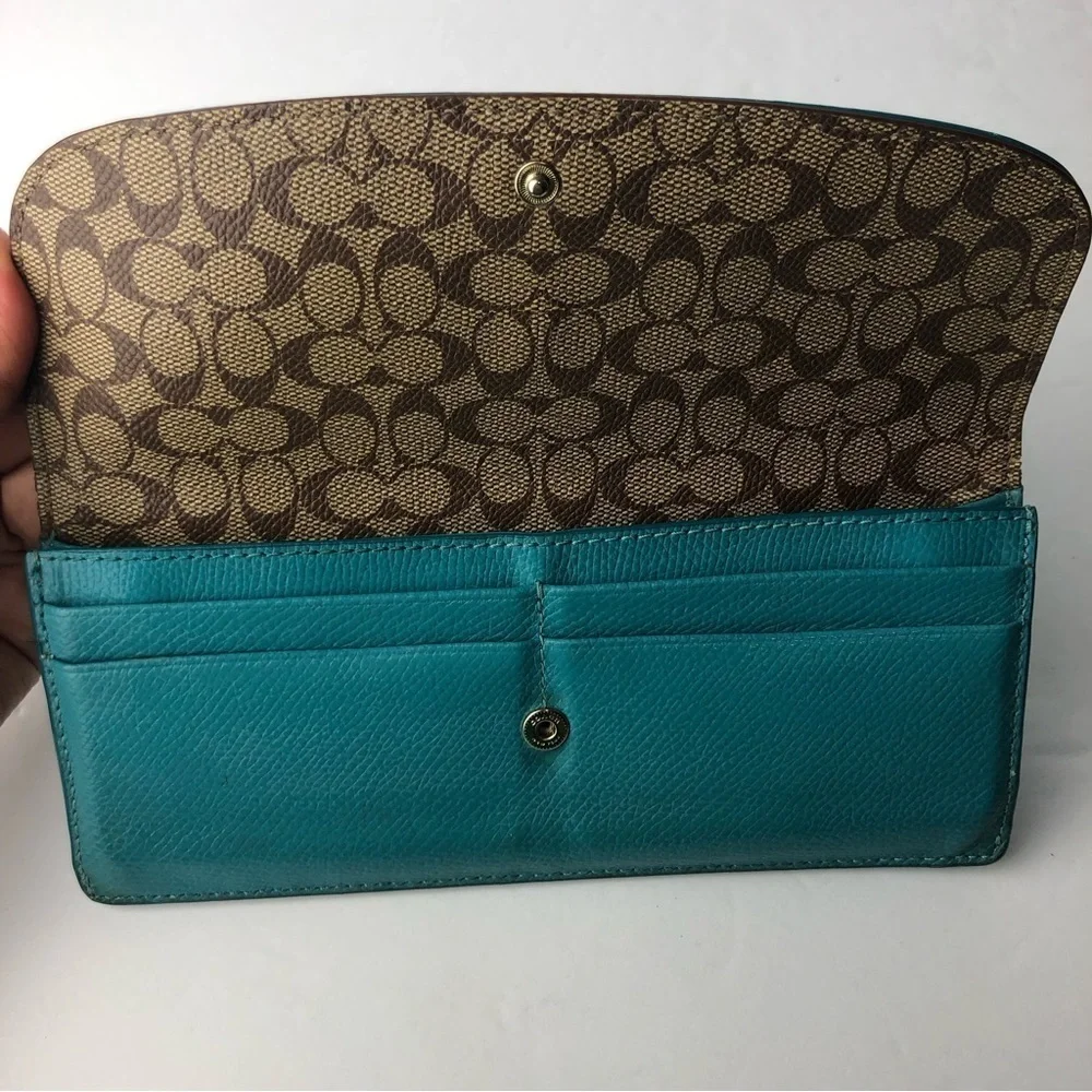 Coach Designer Blue Slim Wallet 52689